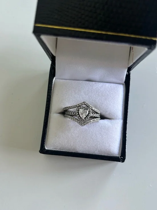 Pandora Silver Heart Trio Stacking Rings - Silver - Picture 3 of 3